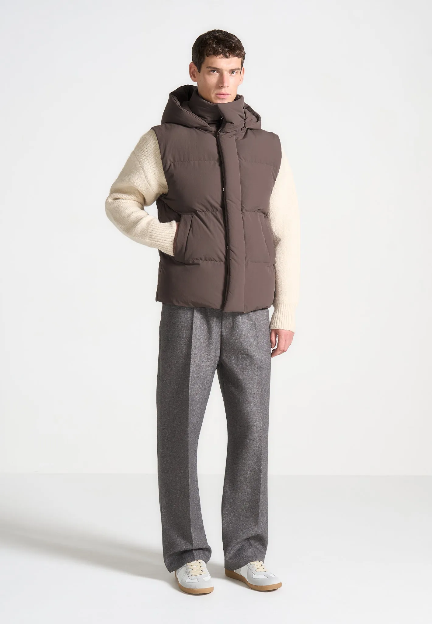 2-in-1 Hooded Puffer/Gilet - Mauve