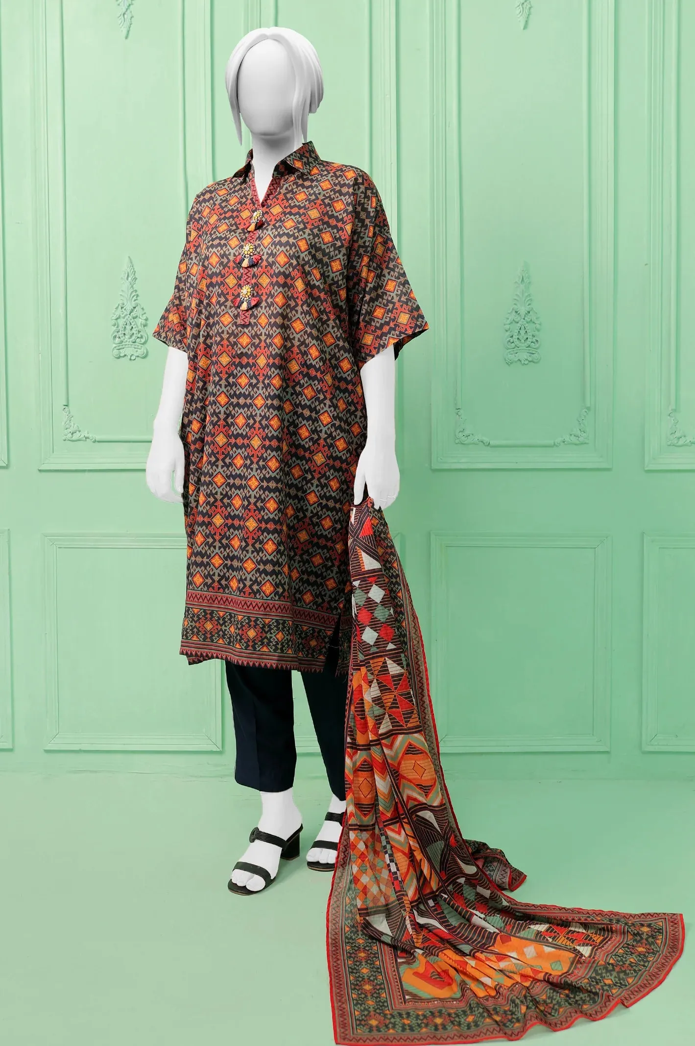 3PC Unstitched Printed