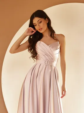 A-line Satin Gown with Straps and Open Back for Every Occasion