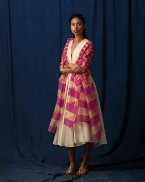 Afterglow Dupatta - Fuchsia & Gold