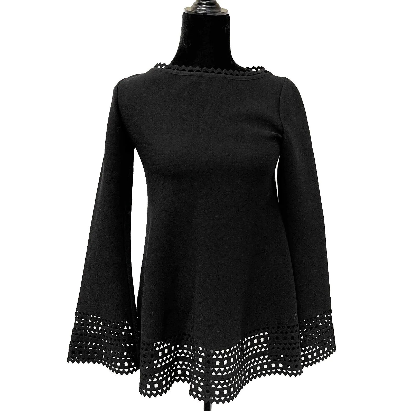 Alaia Excellent Boat neck Openwork-Detail Stretch Tunic Top IT 38 US 2