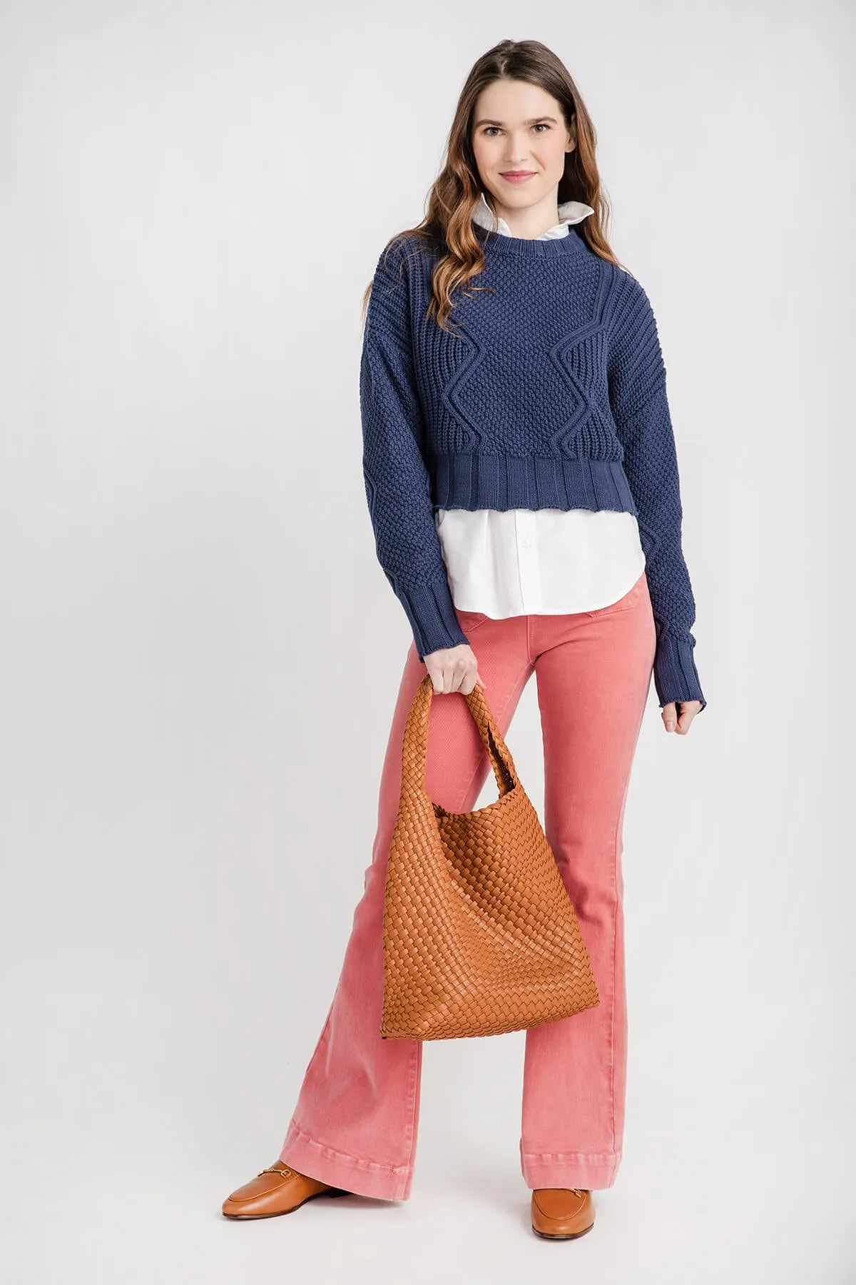 All Row Cotton Cable Sweater