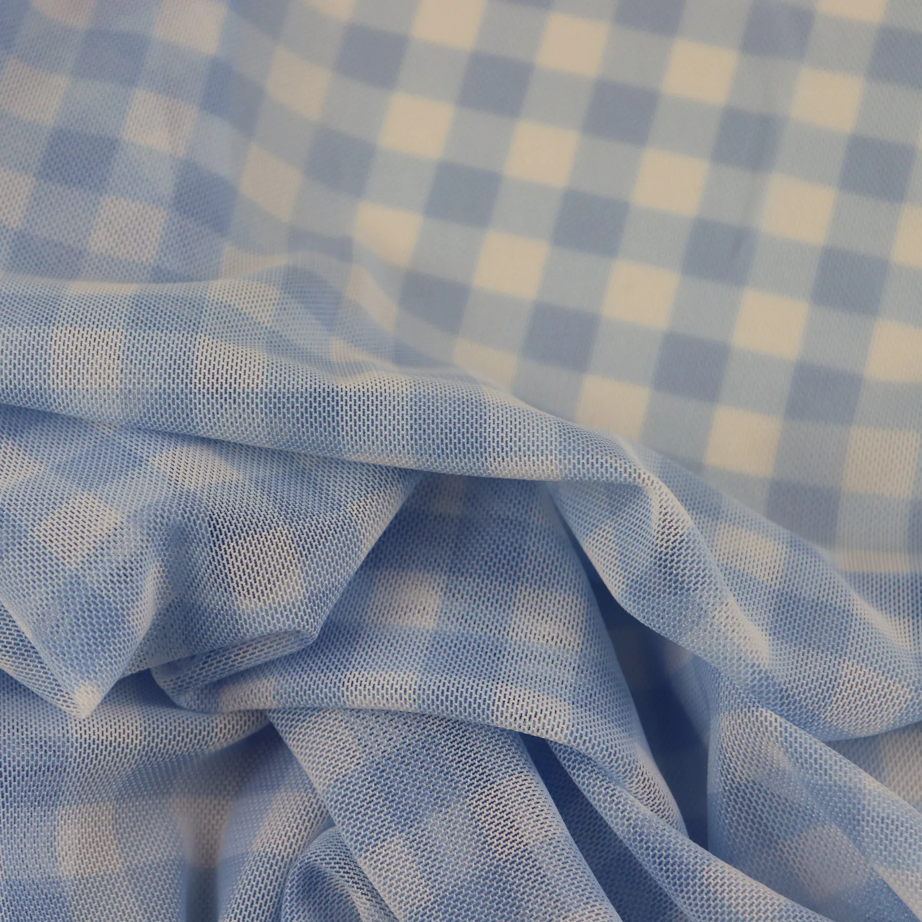 Baby Blue Gingham Power Mesh (8E)