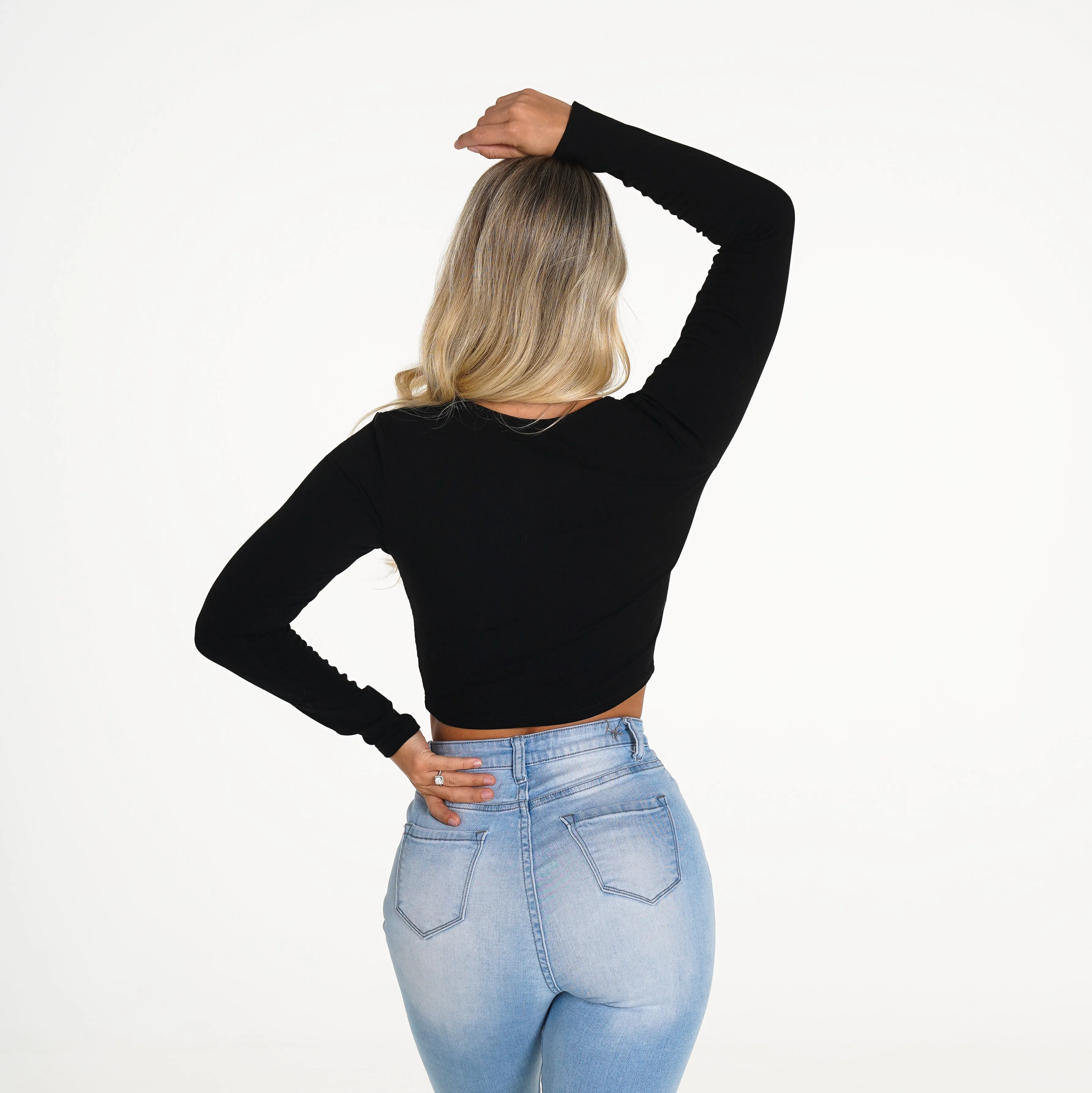 Black Essentials Ribbed Crop