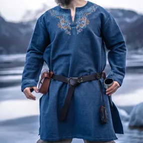 Blue Tunic w/ Embroidery - Cotton