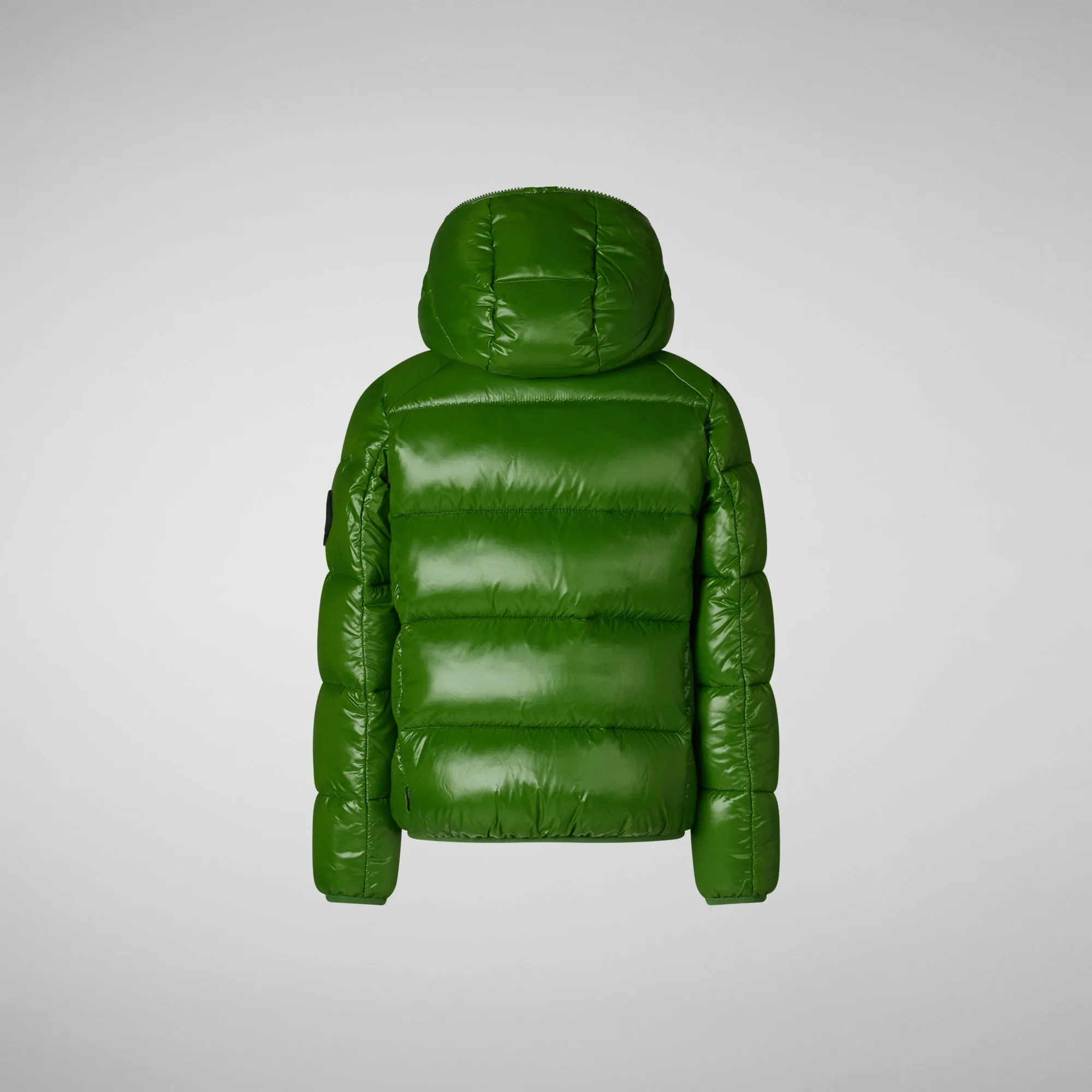 Boys' animal free puffer jacket Keegan in grass green wolf print