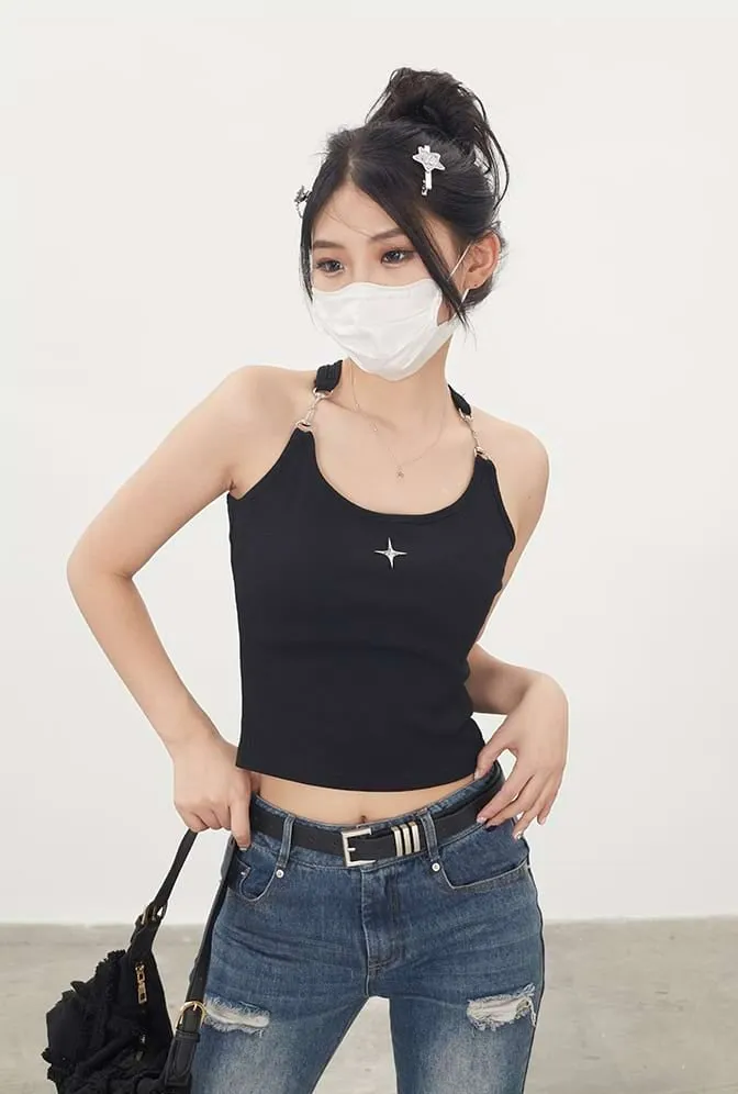 Buckle Strap Racer Back Crop Top