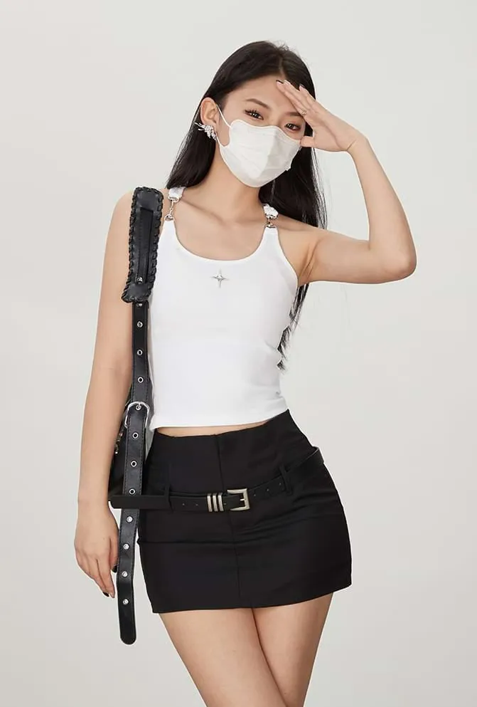 Buckle Strap Racer Back Crop Top