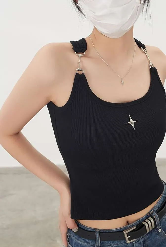 Buckle Strap Racer Back Crop Top