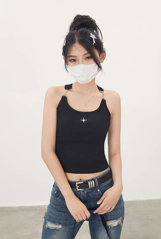 Buckle Strap Racer Back Crop Top