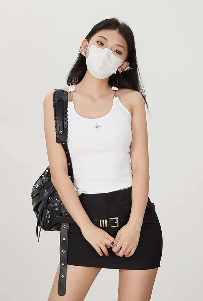 Buckle Strap Racer Back Crop Top