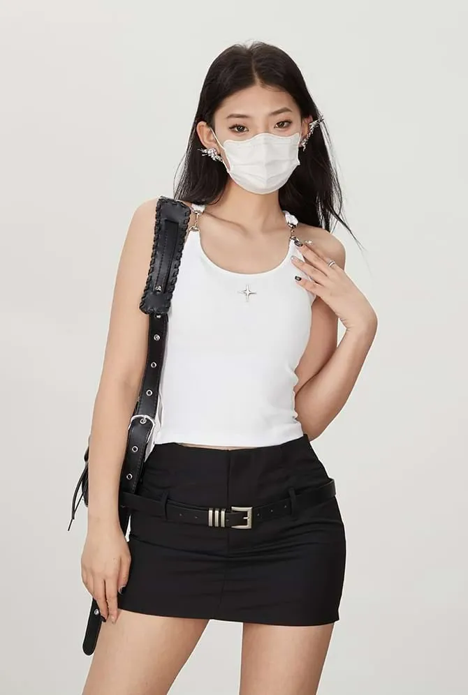 Buckle Strap Racer Back Crop Top