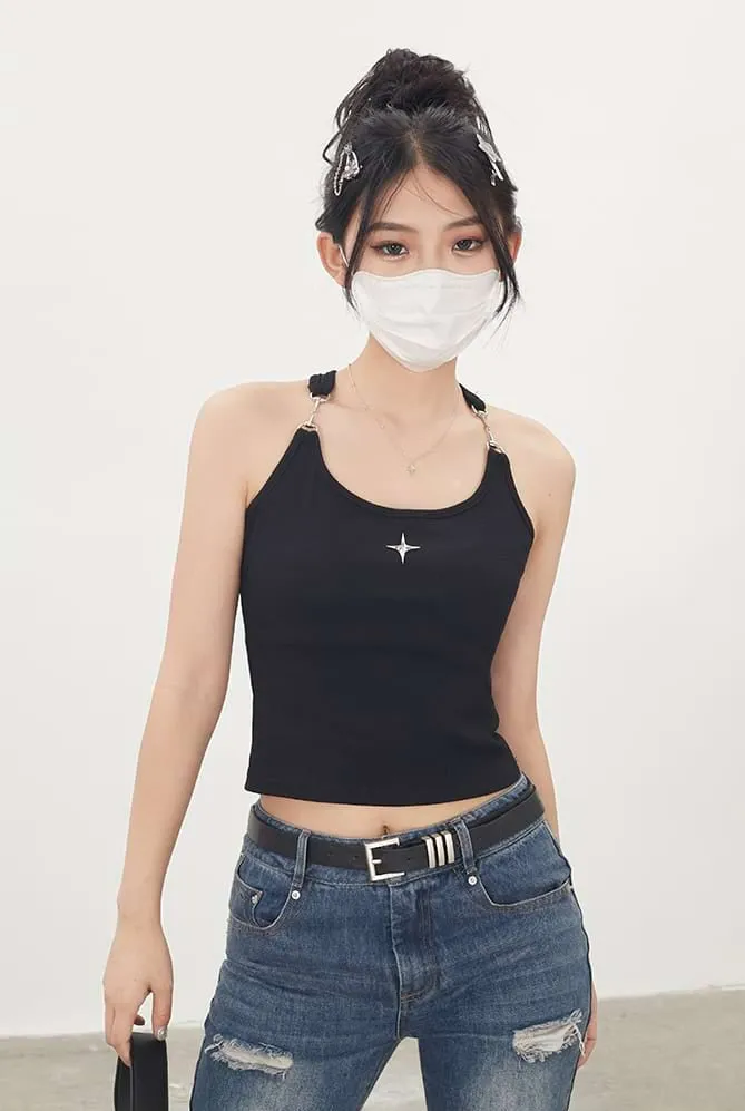 Buckle Strap Racer Back Crop Top