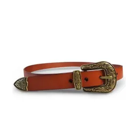 CAMDEN - Addison Road Tan Leather Belt with Floral Western Buckle