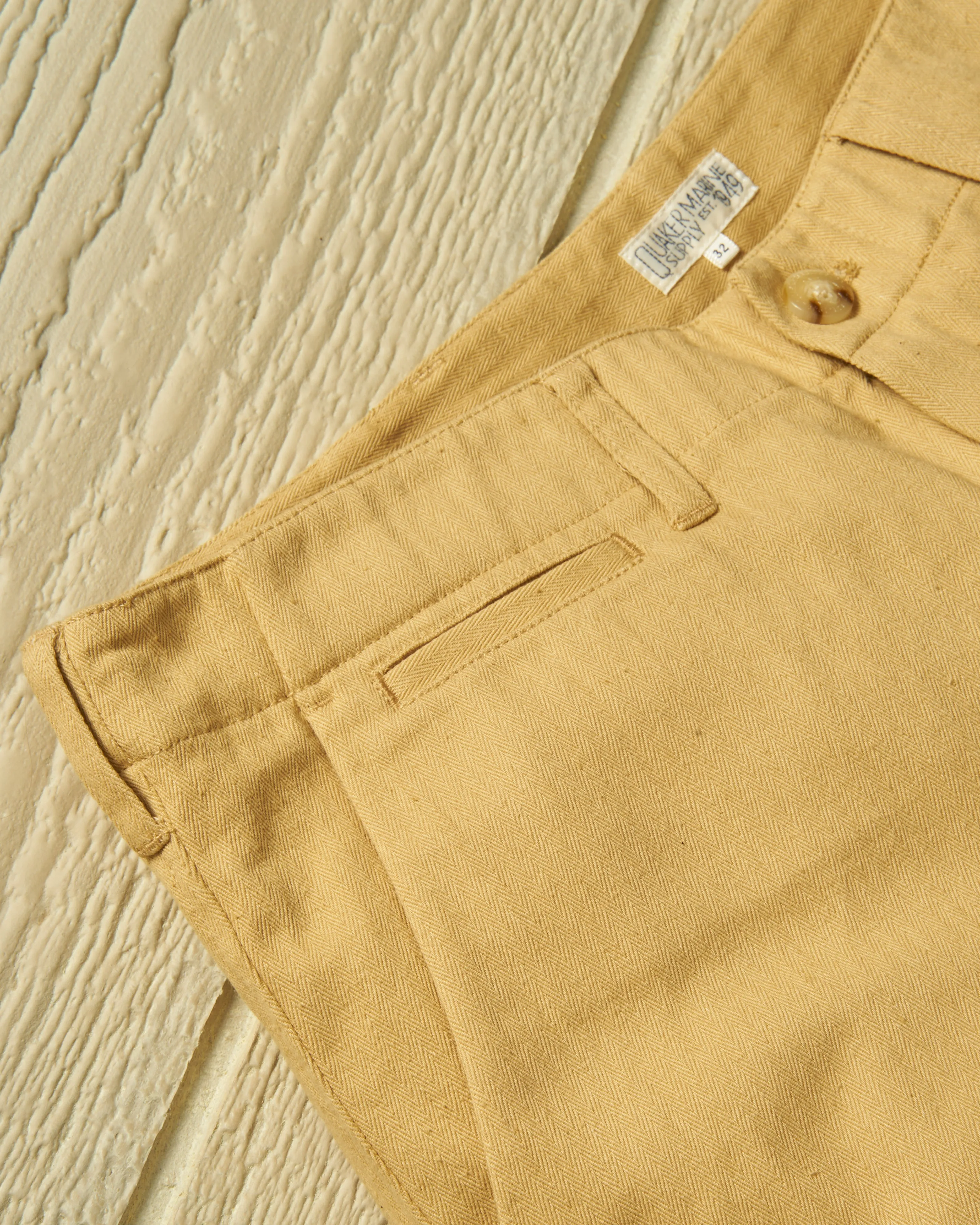 Camden Short in Khaki Herringbone Twill