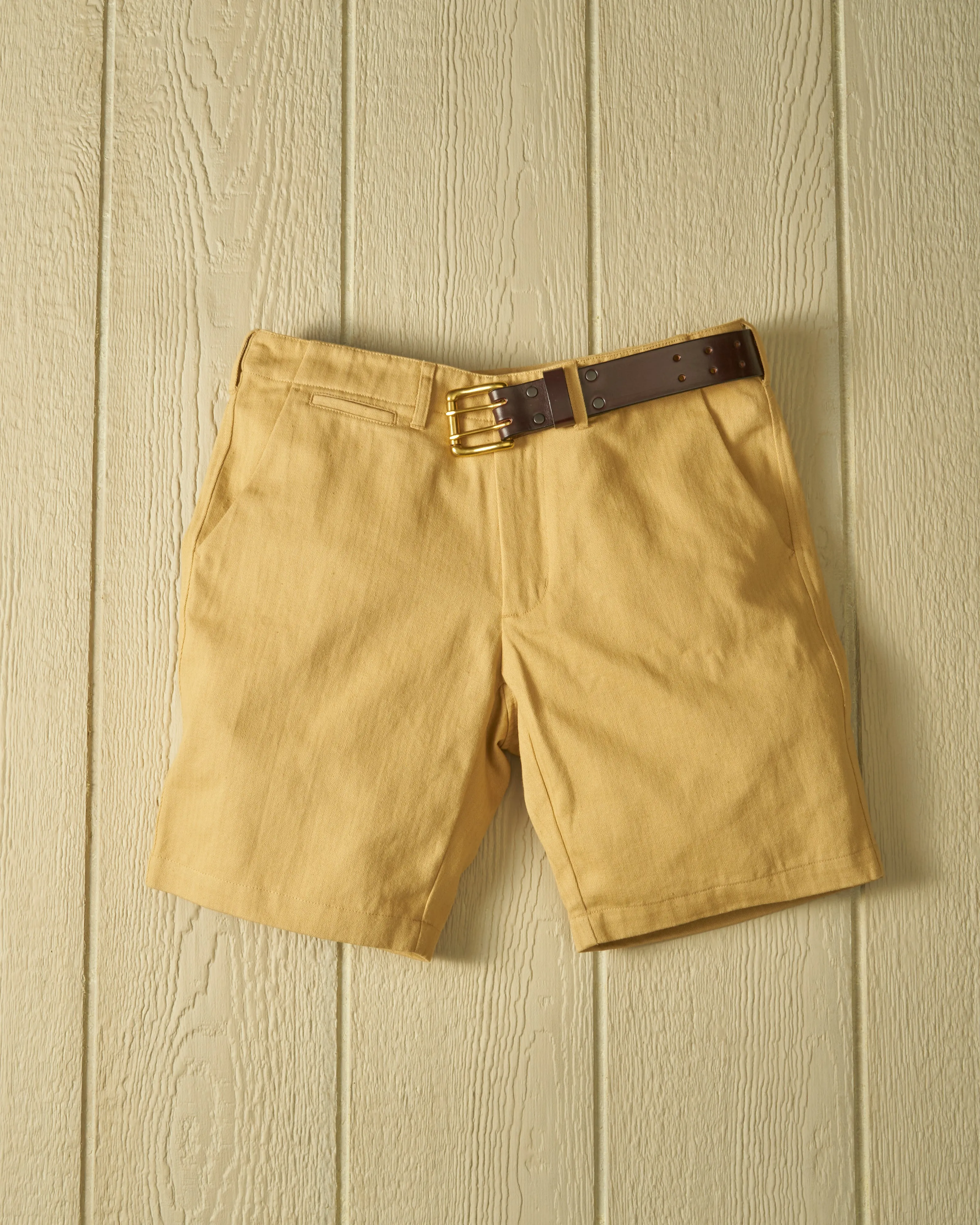 Camden Short in Khaki Herringbone Twill