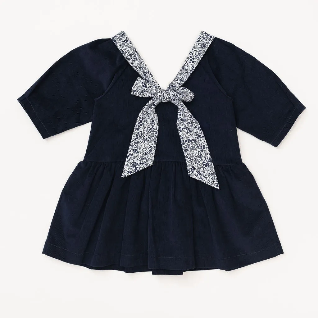 Celebration Dress in Midnight Corduroy
