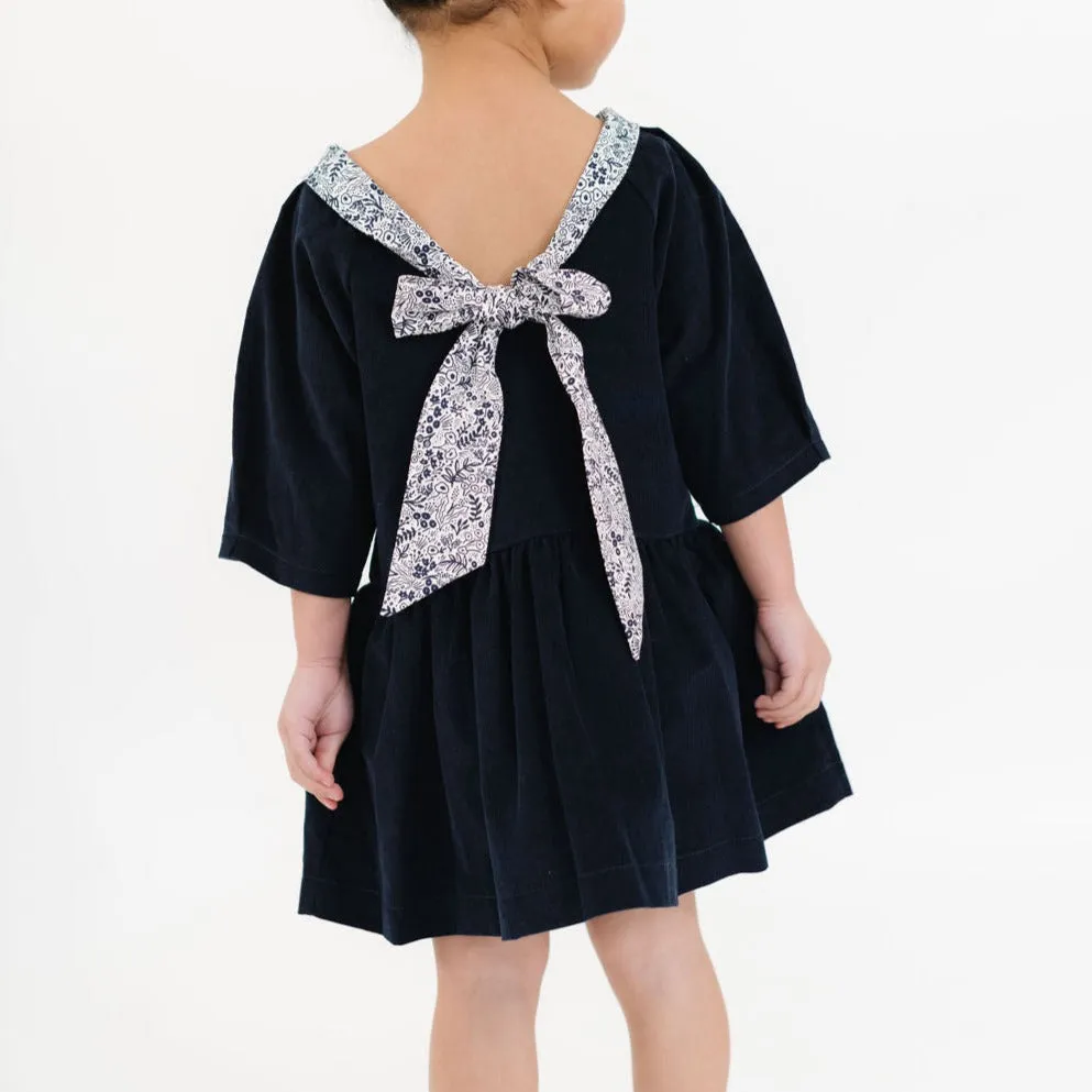 Celebration Dress in Midnight Corduroy