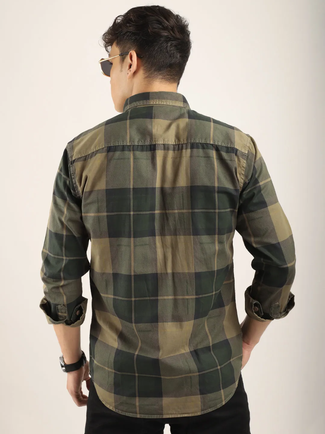 Check Khaki Full Sleeve Shirt