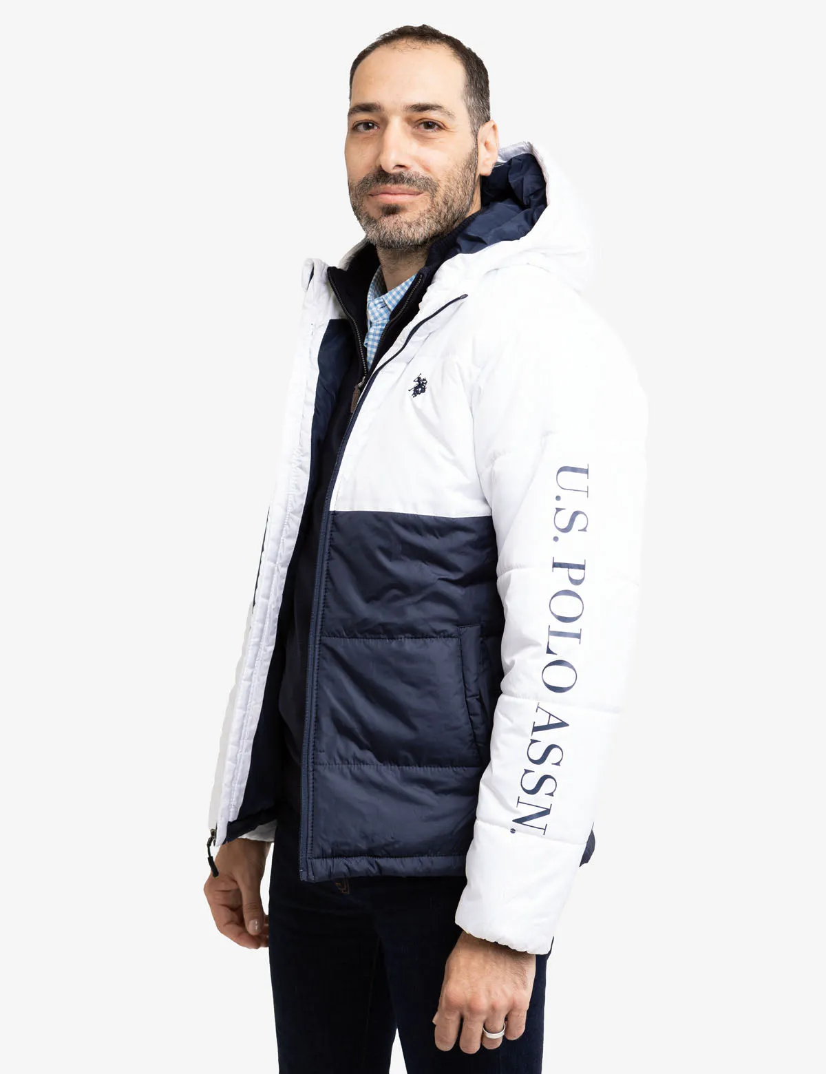 COLORBLOCK WORDMARK PUFFER JACKET