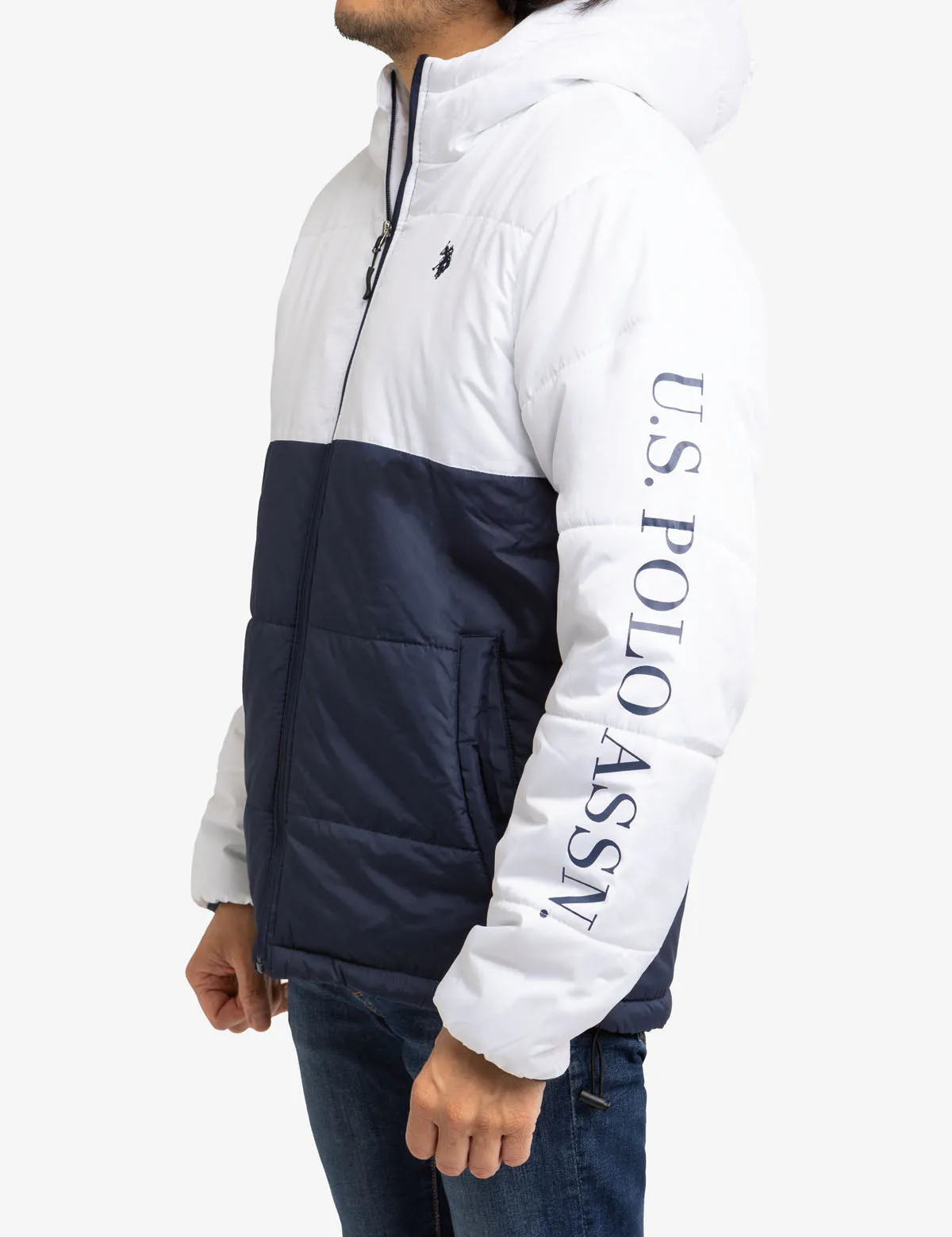 COLORBLOCK WORDMARK PUFFER JACKET