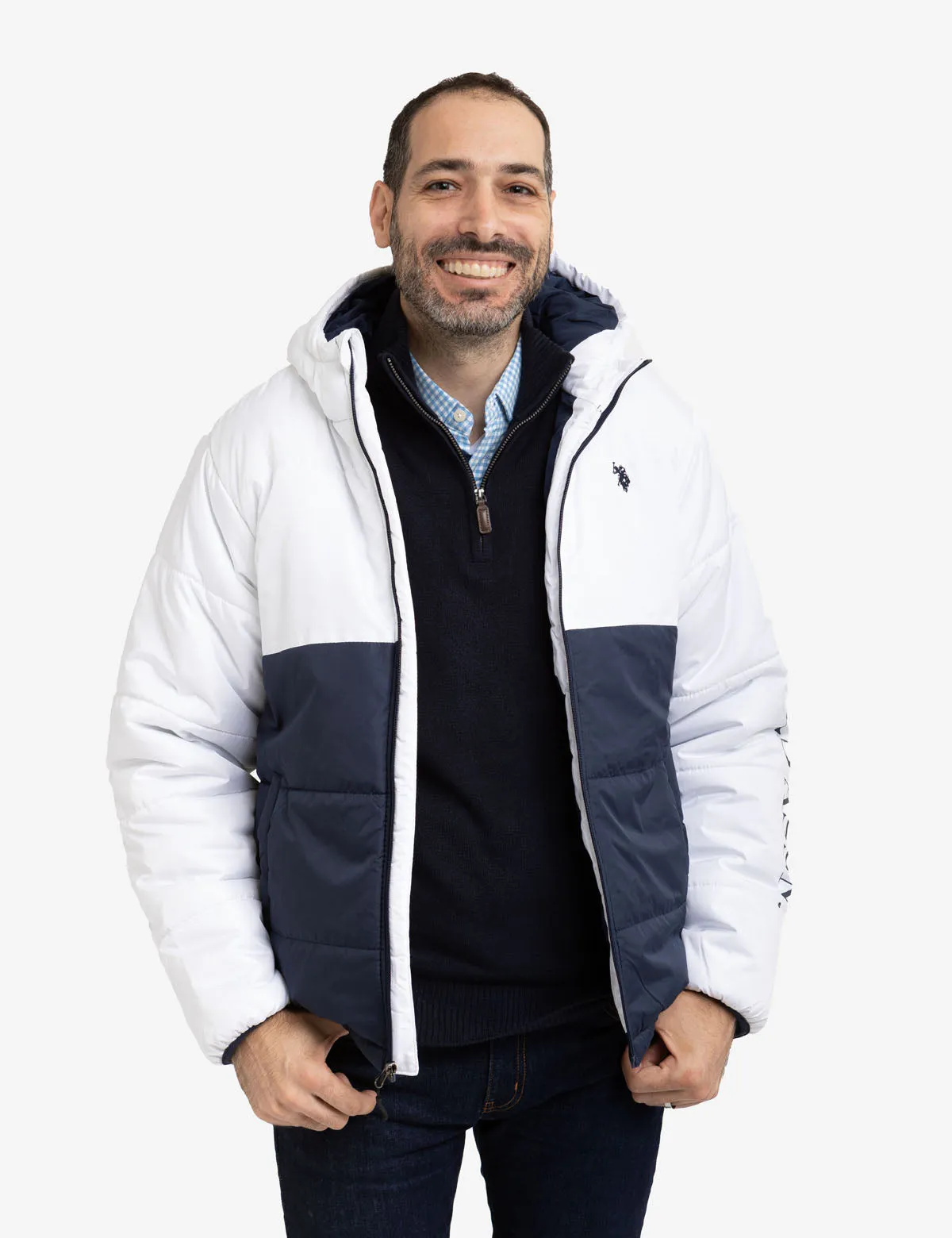 COLORBLOCK WORDMARK PUFFER JACKET