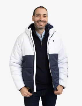 COLORBLOCK WORDMARK PUFFER JACKET