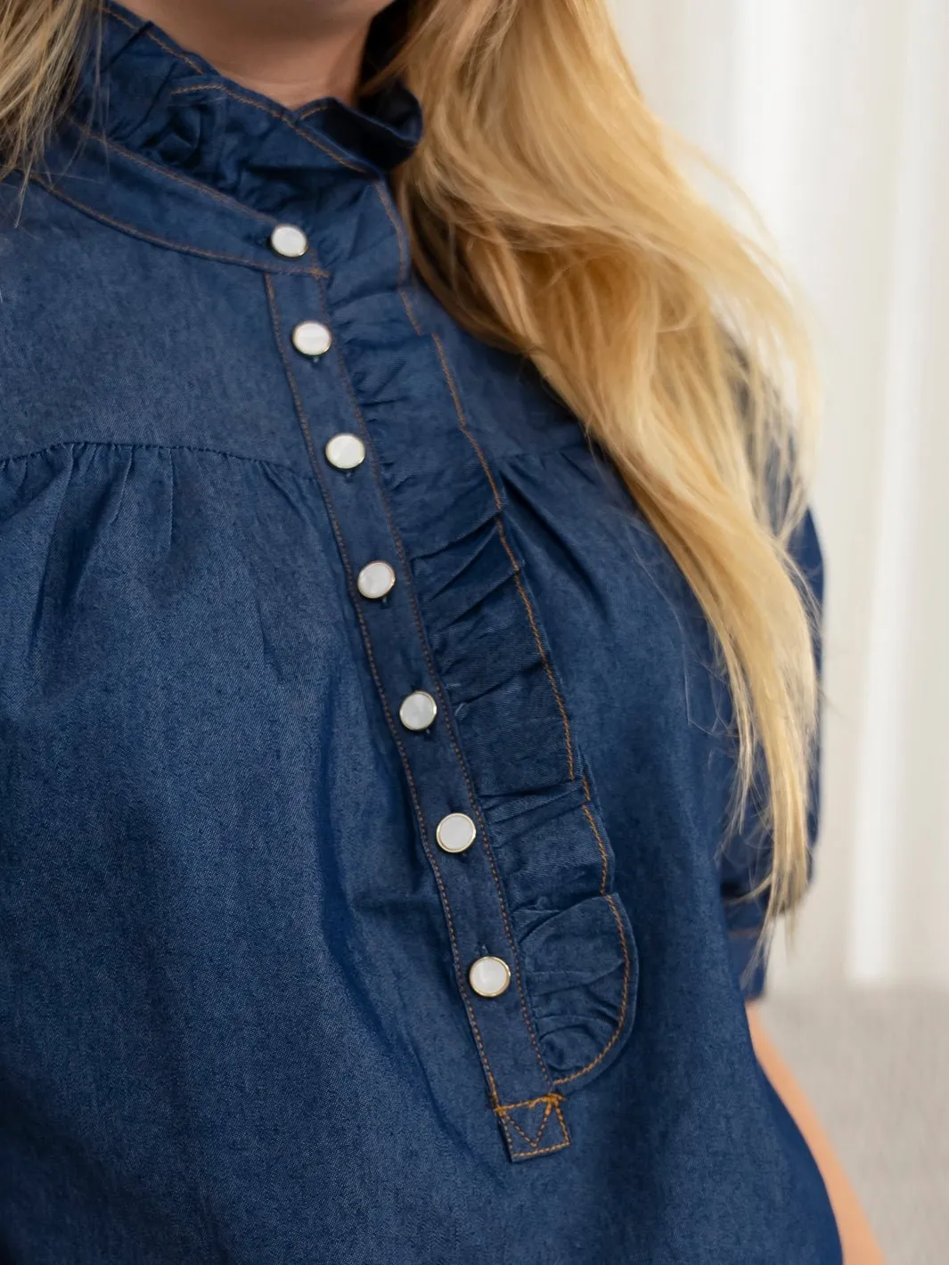 Continue Ariana SS chambre blouse dark blue