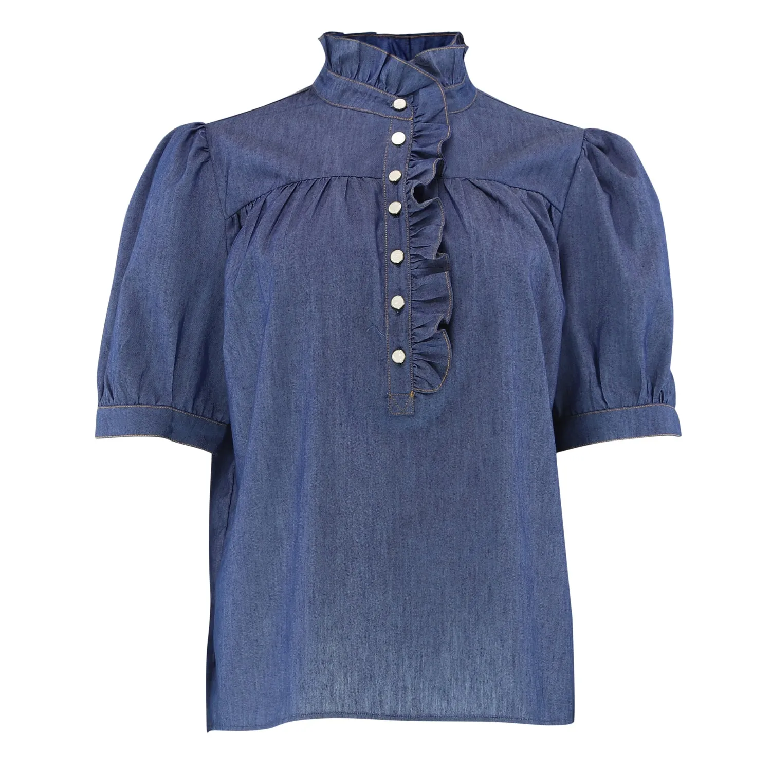 Continue Ariana SS chambre blouse dark blue