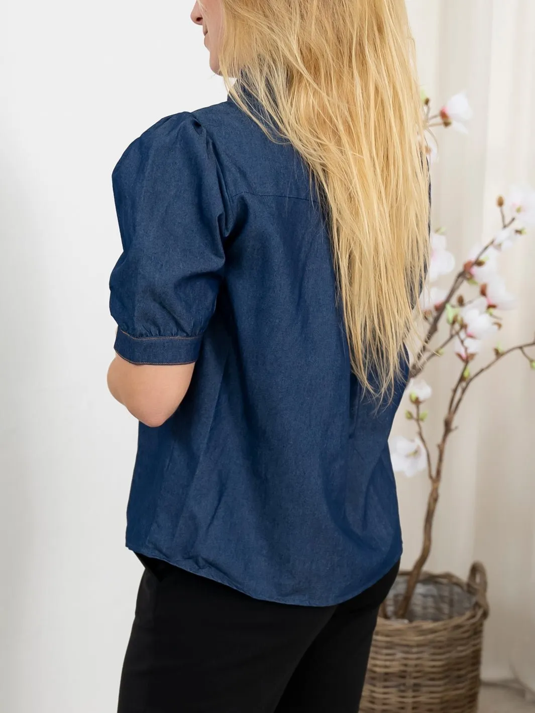 Continue Ariana SS chambre blouse dark blue
