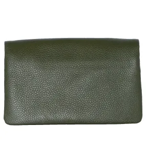 CREMORNE - Ladies Green Leather Fold Wallet Purse with Gold Hardware