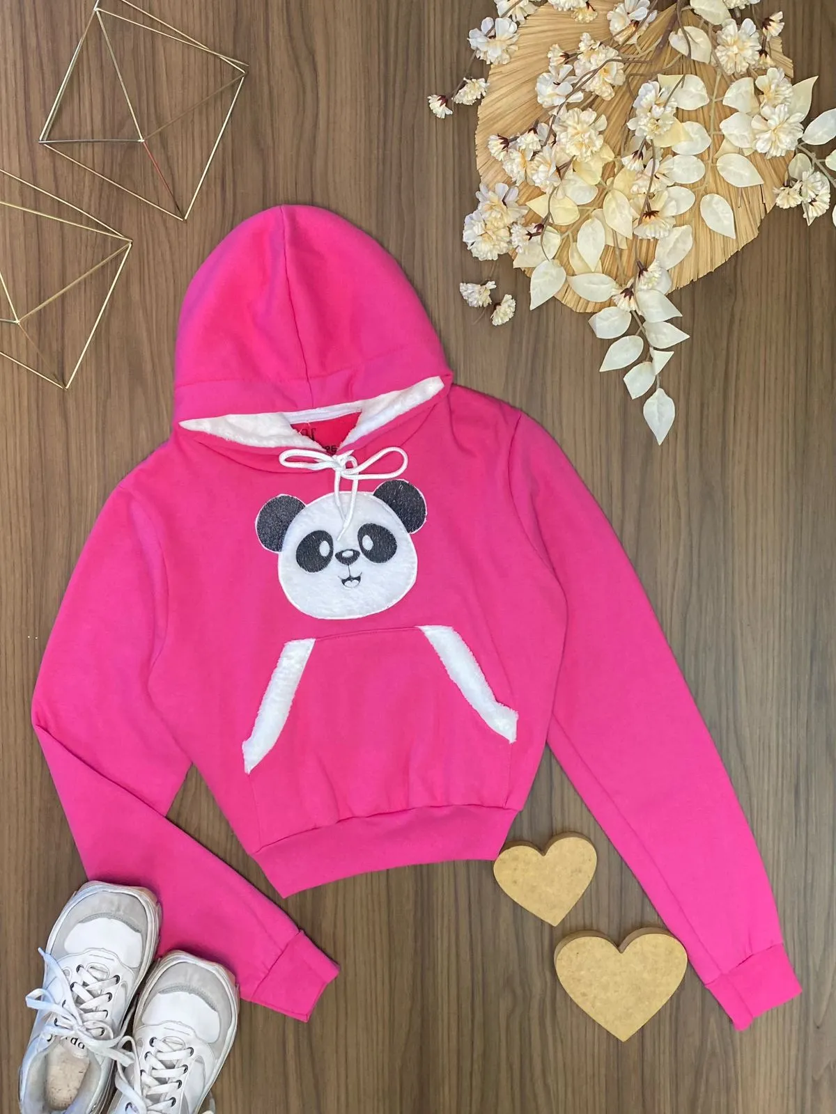 Cropped Moletom Detalhe Panda 3298  (14/J)