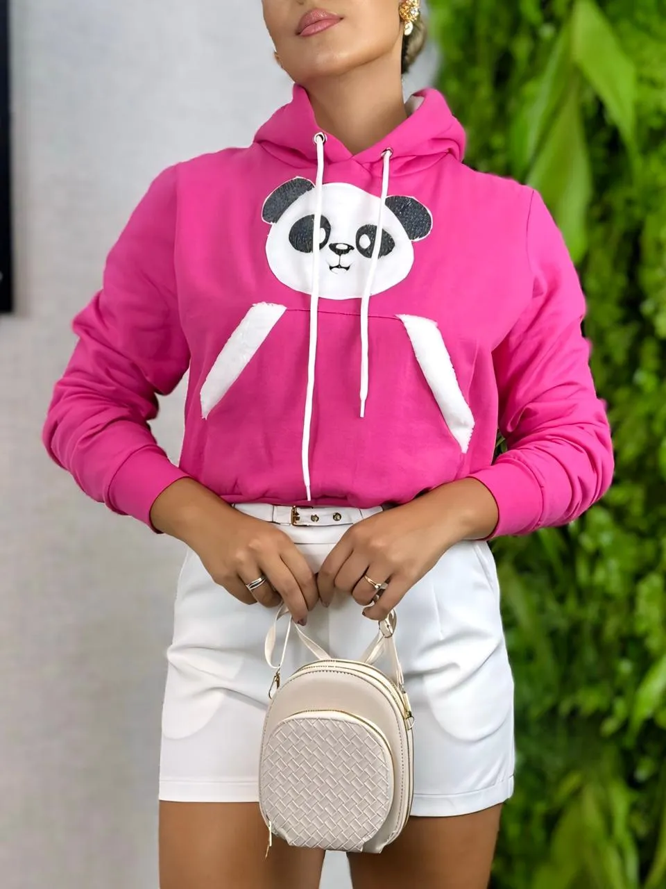 Cropped Moletom Detalhe Panda 3298  (14/J)