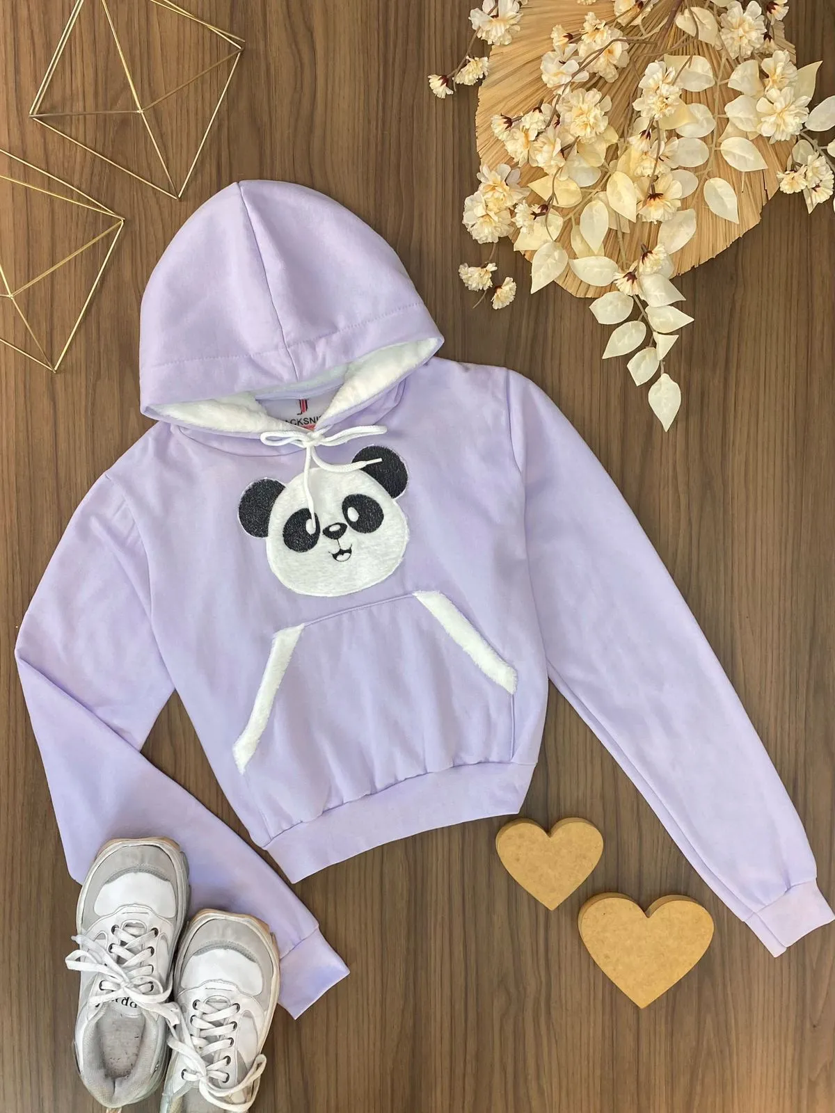 Cropped Moletom Detalhe Panda 3298  (14/J)