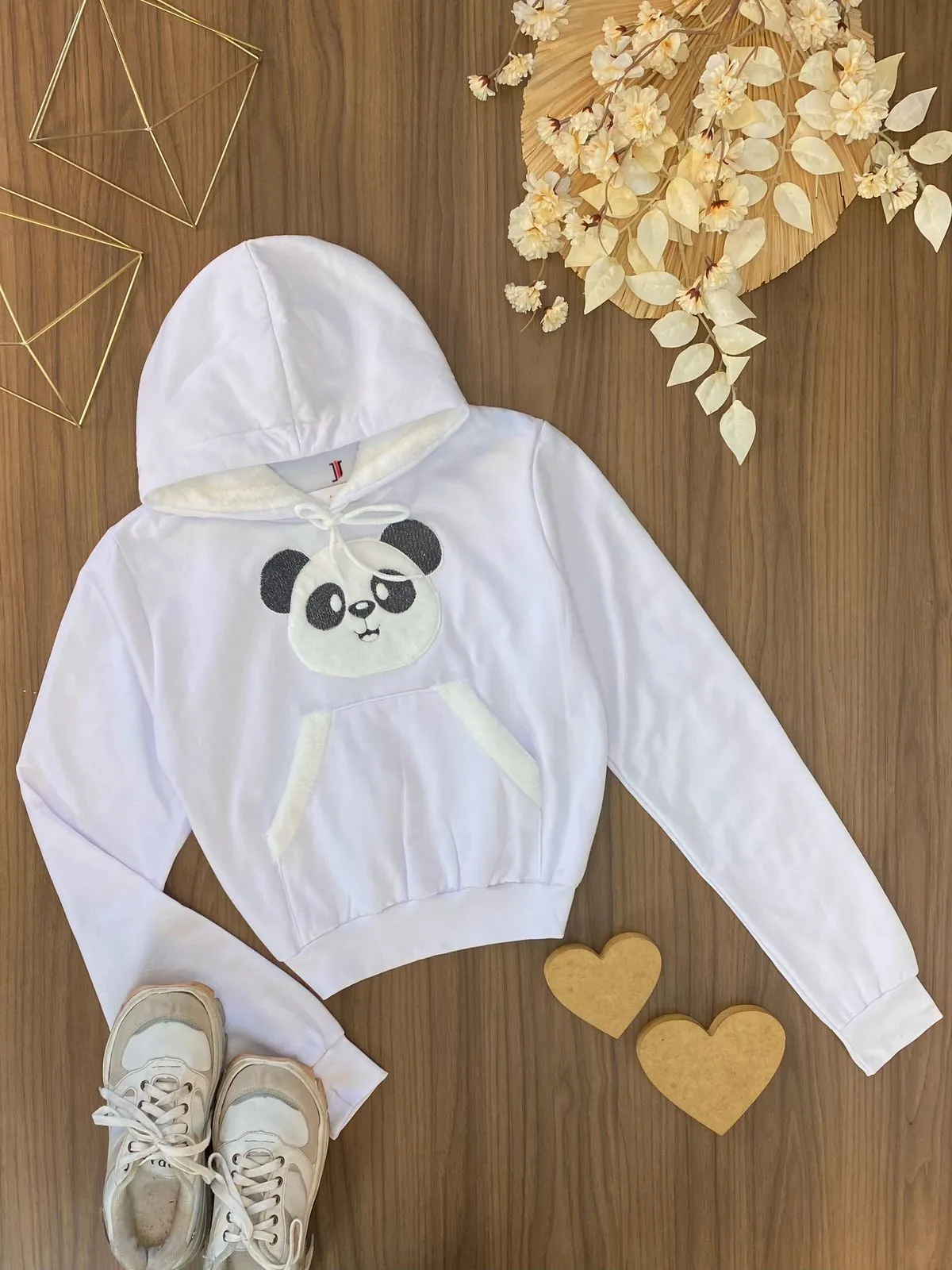 Cropped Moletom Detalhe Panda 3298  (14/J)