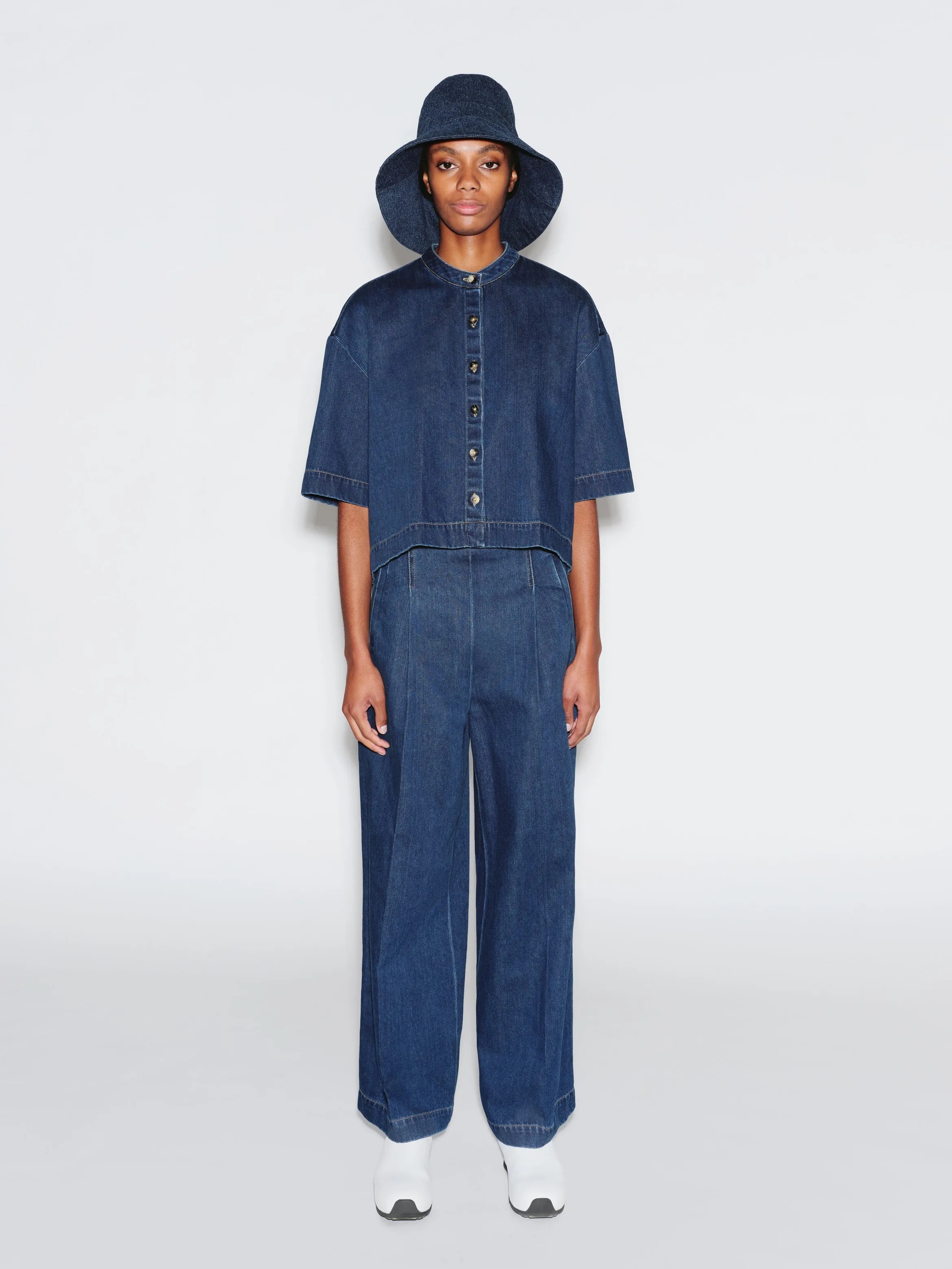 CROPPED OVERSIZED SHIRT - DENIM