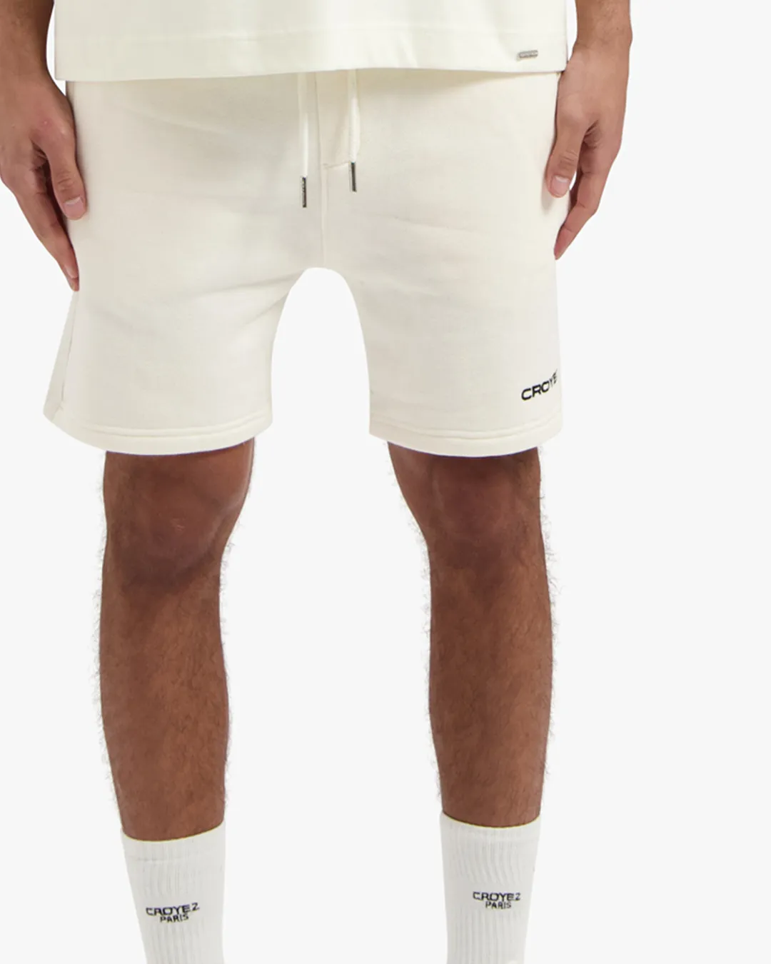 CROYEZ HEAVYWEIGHT LOGO SHORTS - OFF-WHITE