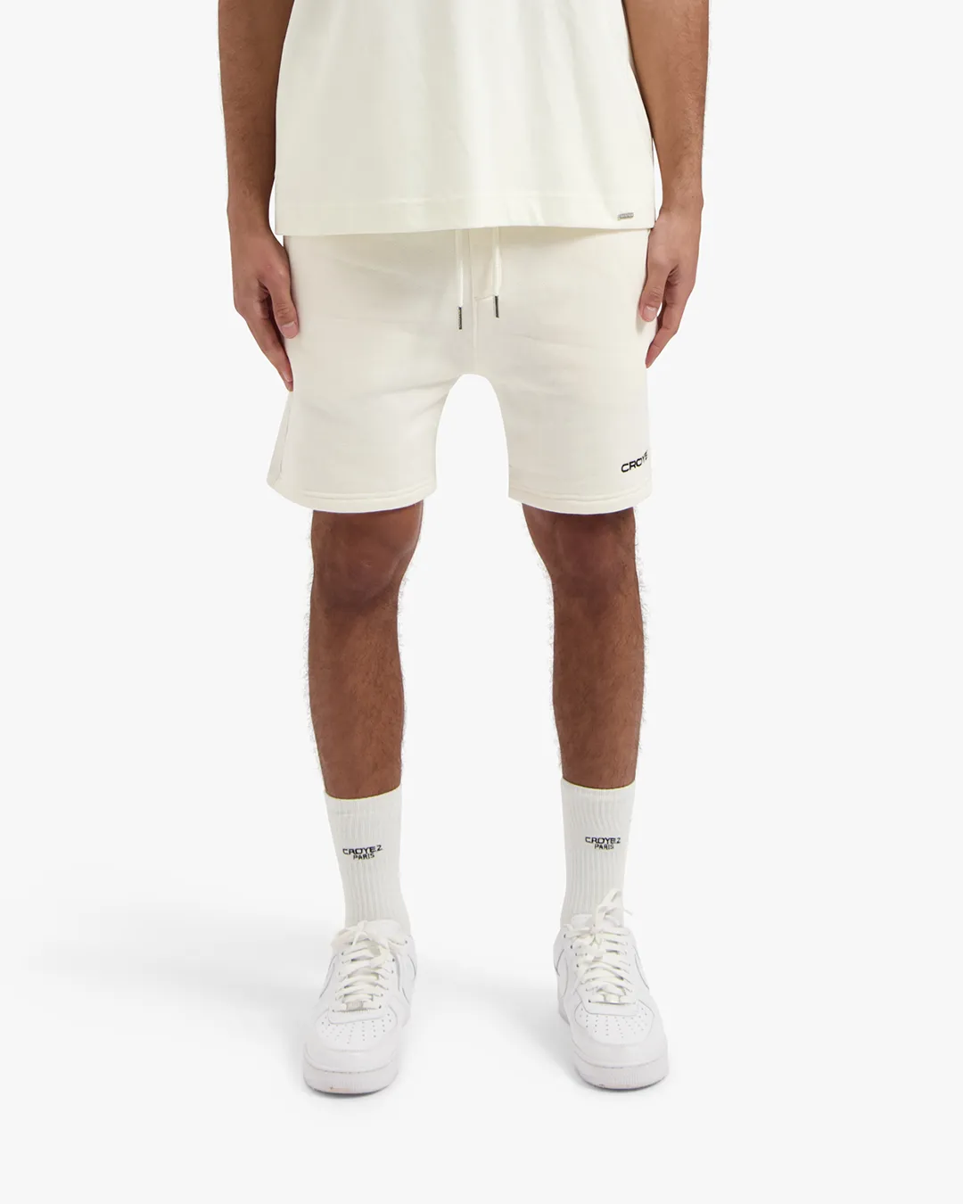 CROYEZ HEAVYWEIGHT LOGO SHORTS - OFF-WHITE