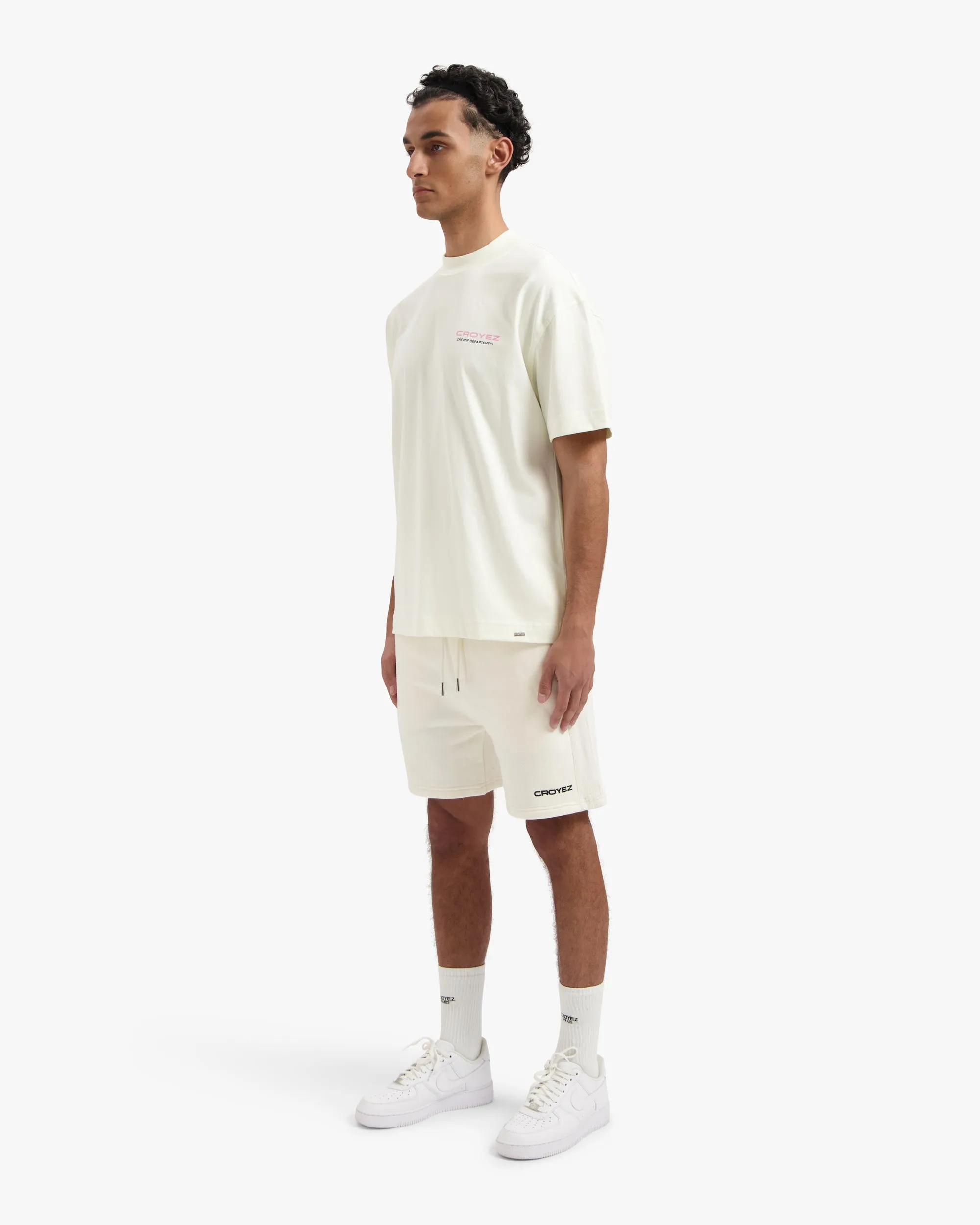 CROYEZ HEAVYWEIGHT LOGO SHORTS - OFF-WHITE