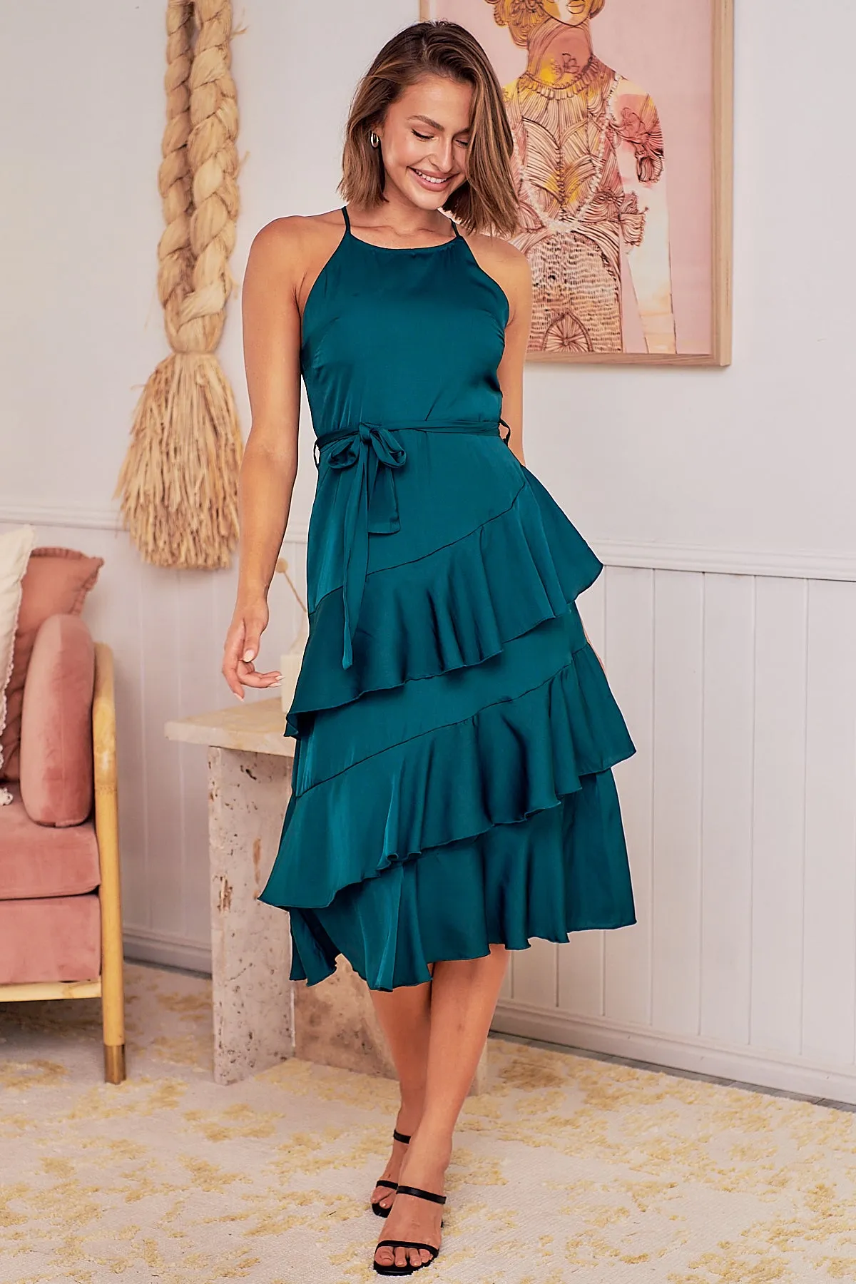 Dawn Emerald Sleeveless Evening Dress