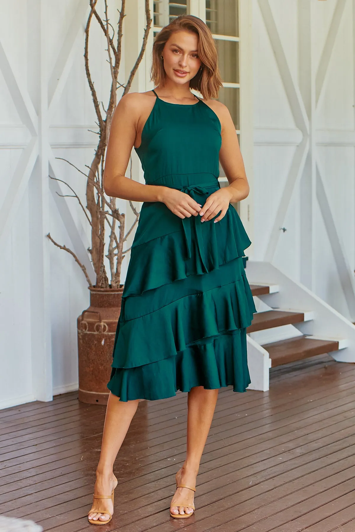 Dawn Emerald Sleeveless Evening Dress