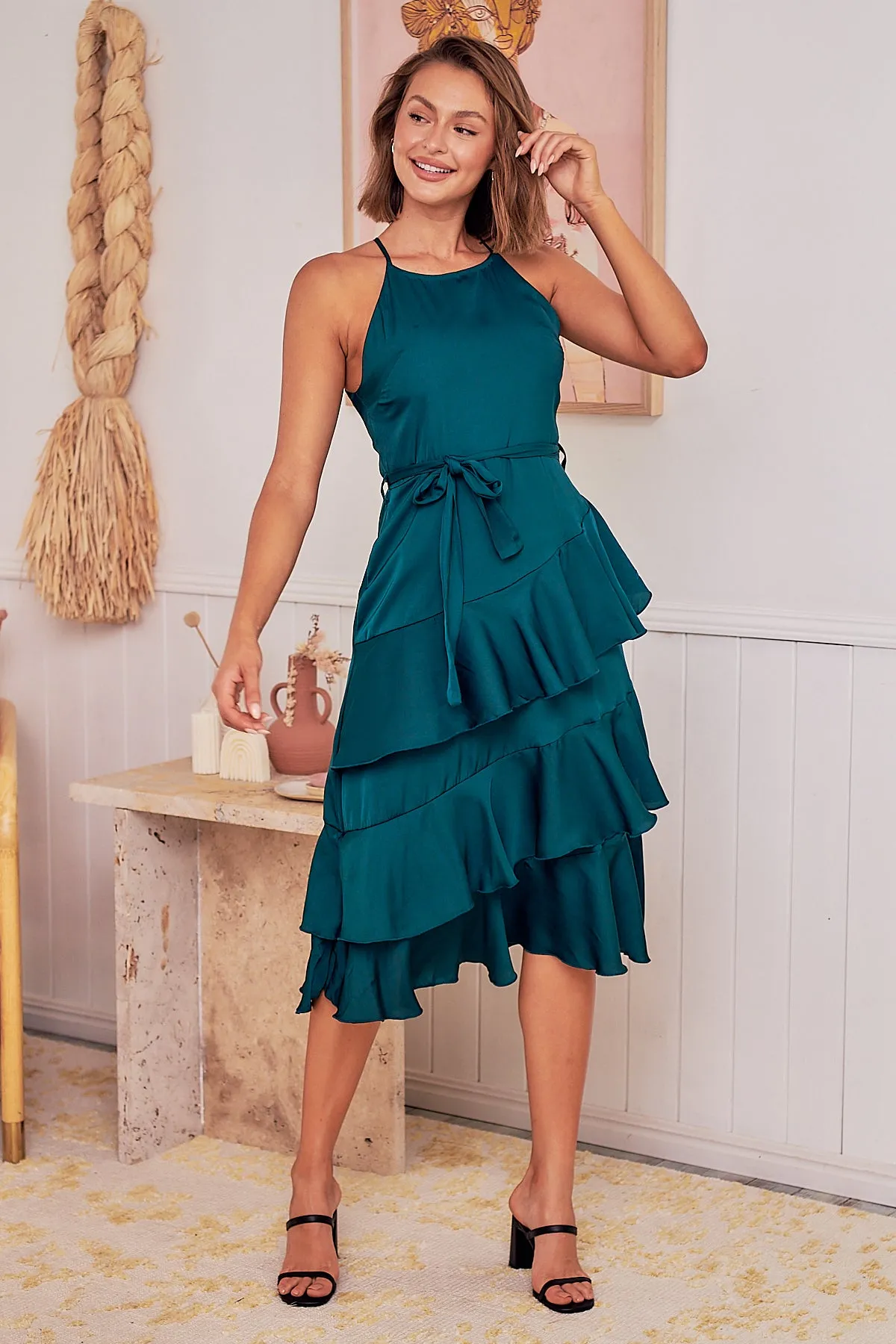Dawn Emerald Sleeveless Evening Dress