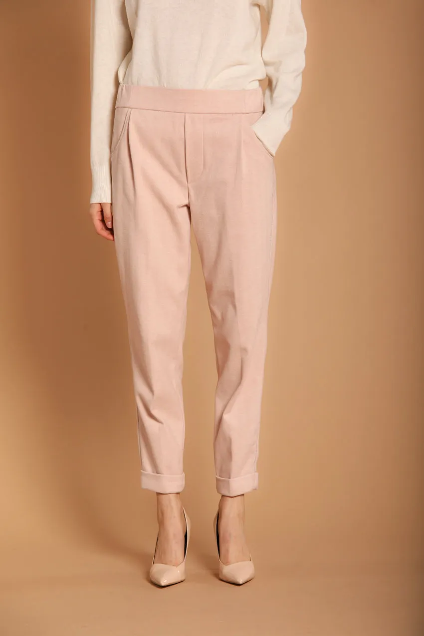 Easy Jogger pantaloni chino donna in jersey con pattern resca relaxed fit