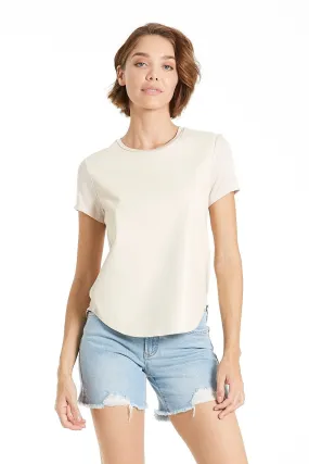FAUX LEATHER FRONT TOP | BONE