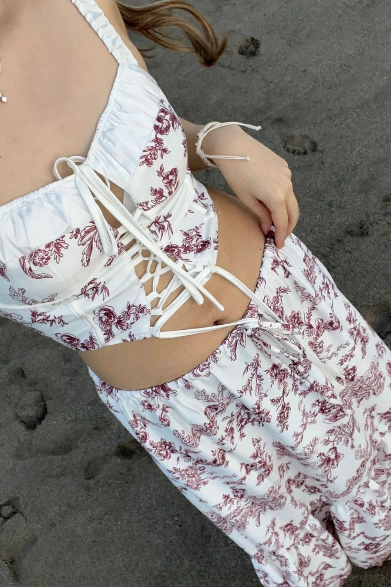 Floral Corset Satin Set