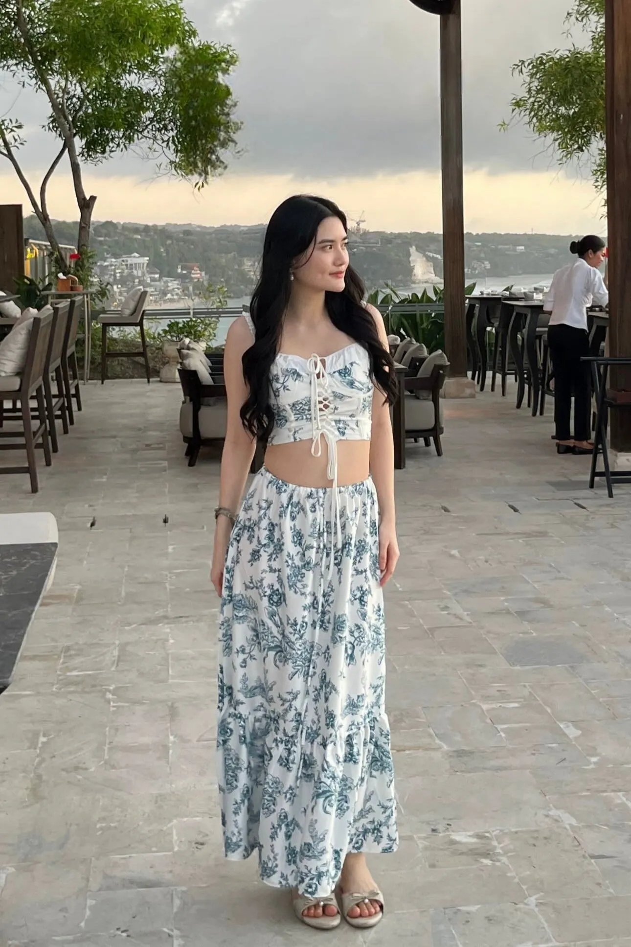 Floral Corset Satin Set