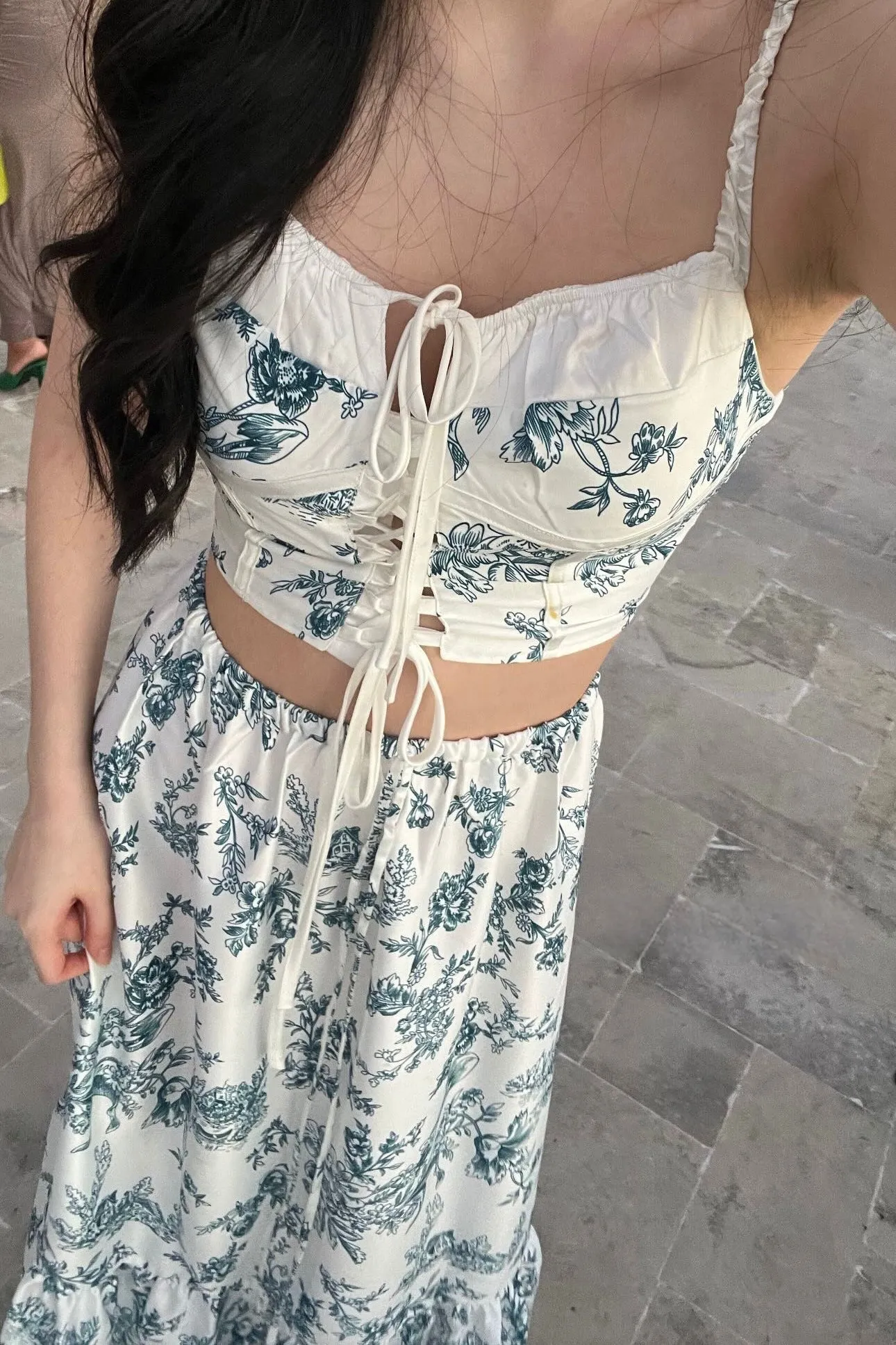 Floral Corset Satin Set