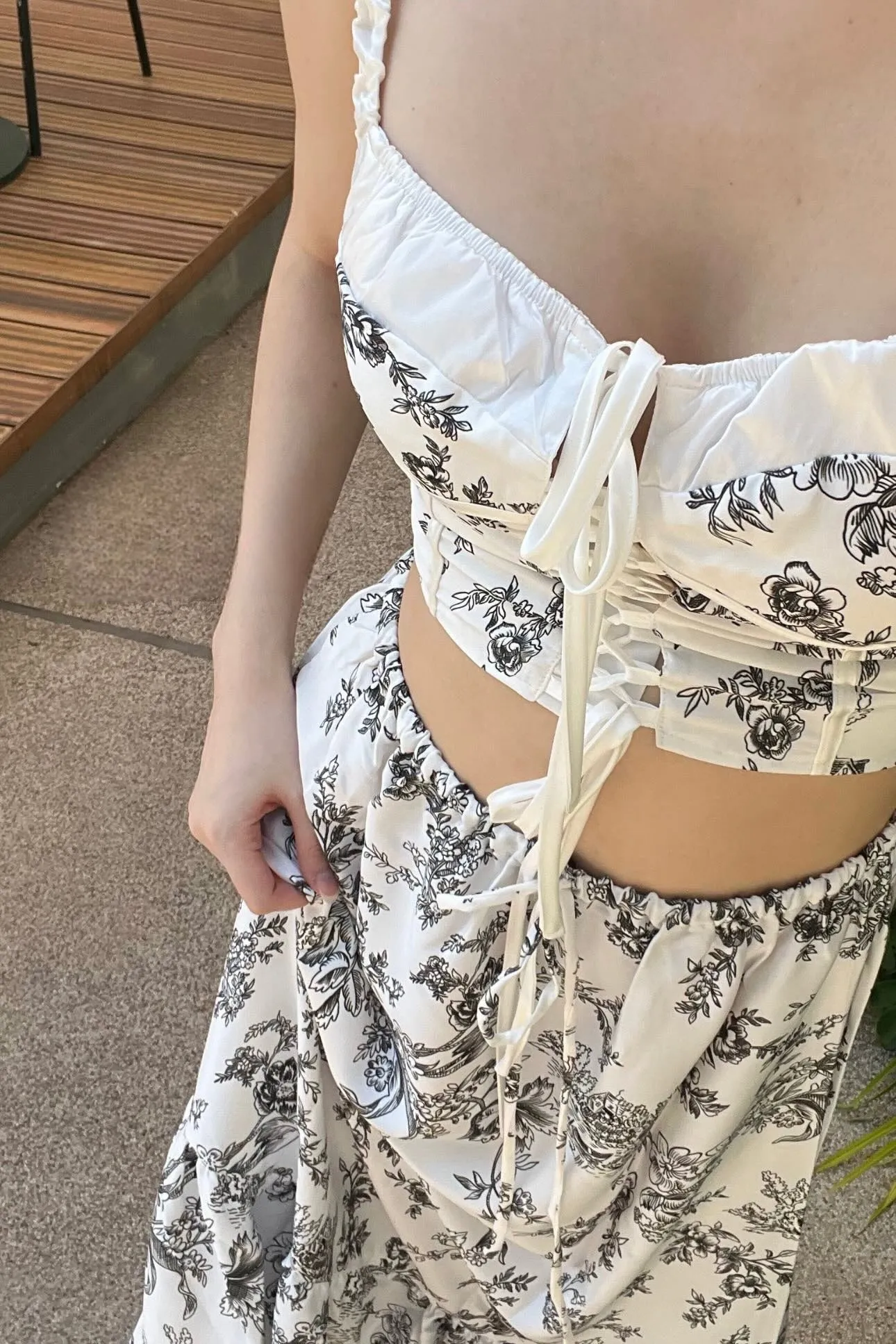 Floral Corset Satin Set