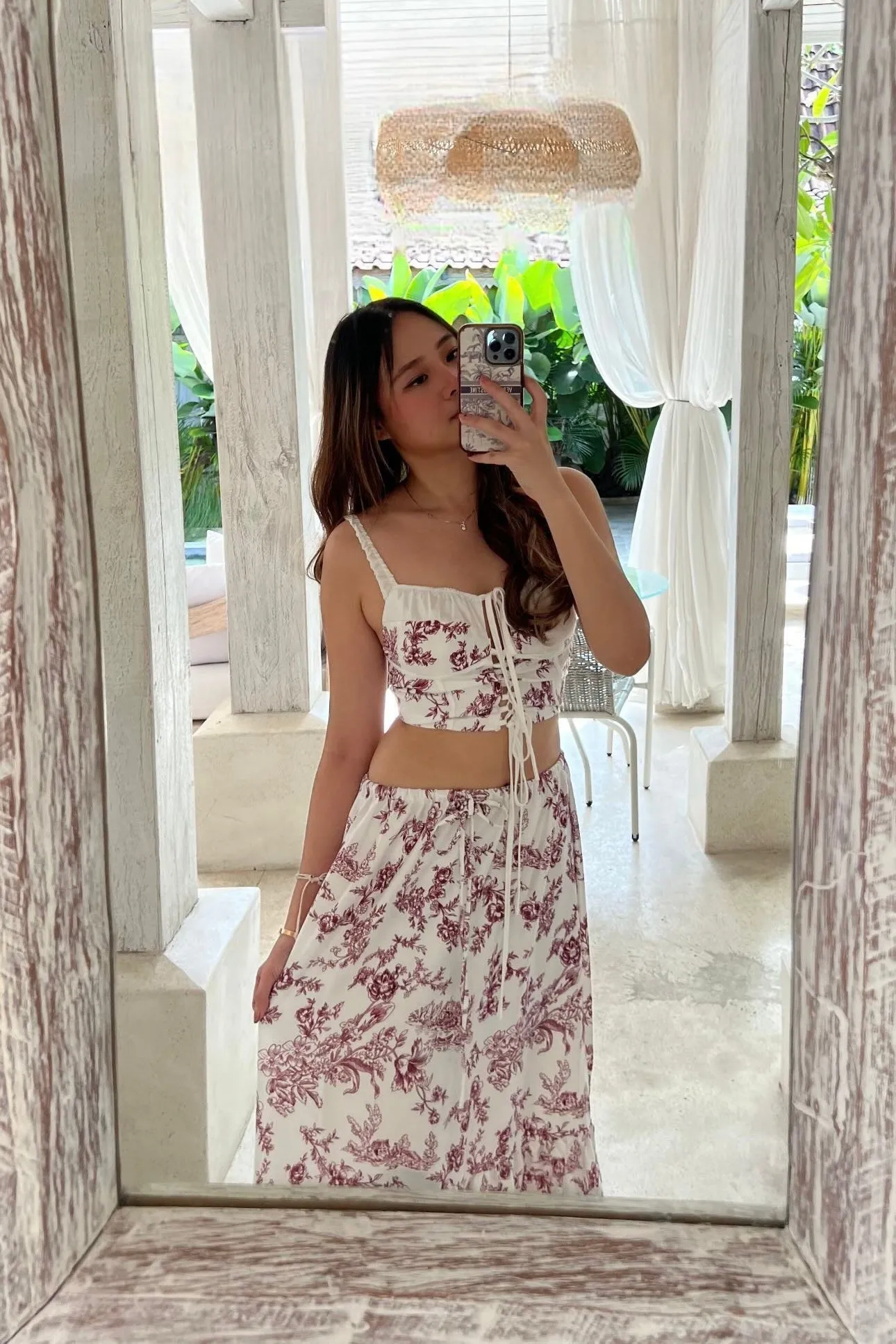 Floral Corset Satin Set