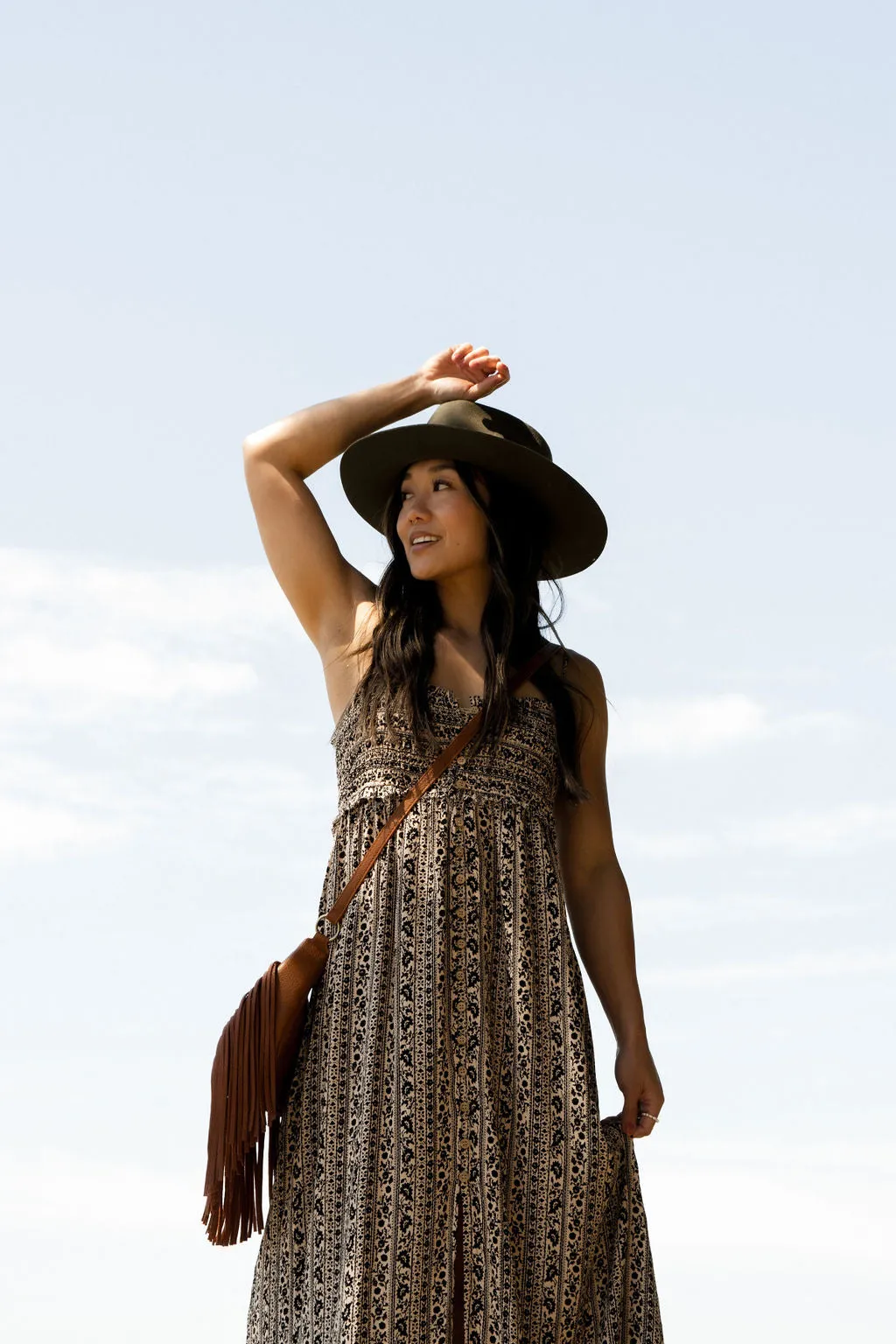 Flow Dress - Black Texture Print